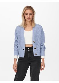 Only Damen Strickjacke "ONLCAROL NICE L/S CARDIGAN KNT NOOS", blau, modisch, Gr. S, unifarben, Strick, Rippstrick, Obermaterial: 100% Polyacryl,