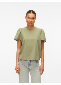 Véro Moda VERO MODA Damen Kurzarmbluse "VMPRETTY SS TOP WVN GA NOOS", grün, modisch, Gr. XS, unifarben, Web, Obermaterial: 100% Baumwolle, Blusen