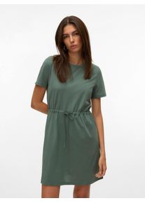 Véro Moda VERO MODA Damen Shirtkleid "VMLUNA SS SHORT STRING DRESS JRS NOOS", grün, modisch, Gr. XL, unifarben, Jersey, Obermaterial: 50% Baumwolle, 50%