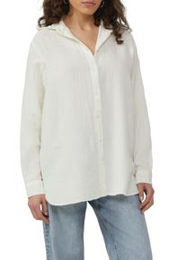 QS Damen Hemdbluse, beige, casual, Gr. 40, unifarben, Web, Obermaterial: 100% Baumwolle, Blusen, aus luftiger Musselinqualität