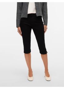 Véro Moda VERO MODA Damen Caprijeans "VMELLY MR KNICKERS DNM MIX NOOS", schwarz, modisch, Gr. S, unifarben, Denim/Jeans, Obermaterial: 75% Baumwolle, 18%