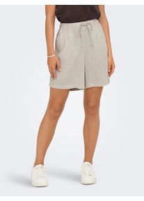 Only Damen Shorts "ONLSIESTA MW PULL-UP LINEN BL SHORTS OS", gelb, modisch, Gr. M, unifarben, Jersey, Obermaterial: 80% Viskose, 20% Leinen, Hosen,