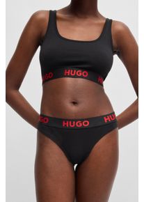 HUGO UNDERWEAR Damen T-String "THONG SPORTY LOGO", Gr. S, schwarz, Jersey, Obermaterial: 93% Baumwolle, 7% Elasthan, unifarben, Unterhosen, mit