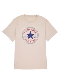Converse Damen T-Shirt "UNISEX Converse GO-TO ALL STAR PATCH LOGO STANDARD FIT T-SHIRT", beige, sportlich, Gr. S, Single Jersey, Obermaterial: 100%