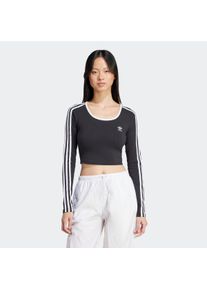 Damen Langarmshirt "3S LS CROP", schwarz, sportlich, Gr. XL, adidas originals, Obermaterial: 93% Baumwolle, 7% Elasthan, Shirts