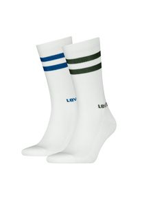 Levi's LEVI'S Damen Socken "LEVIS REGULAR CUT SPORT STRIPE 2P", Gr. 43, weiß, Baumwollmischung, unifarben mit Farbeinsatz, Socken, mit auffälligen Streifen