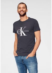 Herren T-Shirt "ICONIC MONOGRAM SLIM TEE", blau, modisch, Gr. XXL, Calvin Klein Jeans, bedruckt, Jersey, Obermaterial: 100% Baumwolle, Shirts, mit