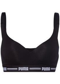 Puma Damen Bügelloser BH "Puma WOMEN PADDED TOP 1P HANG", Gr. M, schwarz, Obermaterial: 57% Baumwolle, 38% Modal, 5% Elasthan, unifarben, bedruckt,
