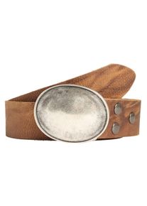 Damen Ledergürtel, braun, modisch,casual, Gr. 95, RETTUNGSRING BY SHOWROOM 019, unifarben, Leder, Gürtel, mit austauschbarer Schließe »Oval Gewölbt