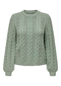 Only Damen Rundhalspullover "ONLRUBINA LS CABLE O-NECK KNT NOOS", grün, modisch, Gr. XL, meliert, Strick, Obermaterial: 50% Viskose, 27% Nylon, 23%