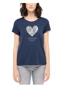 Mustang Damen T-Shirt "Style Alma", blau, casual, Gr. XXL, bedruckt, unifarben, Jersey, Obermaterial: 100% Baumwolle, Shirts, mit Frontprint