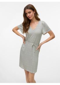 Véro Moda VERO MODA Damen Minikleid "VMGINA 2/4 SHORT DRESS JRS GA NOOS"oatmeal stripes:schwarz, modisch, Gr. XL, gestreift, Jersey, Obermaterial: 51% Viskose,