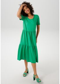 Aniston CASUAL Damen Sommerkleid, grün, casual, Gr. 36, unifarben, Single Jersey, Obermaterial: 95% Baumwolle, 5% Elasthan, Kleider, in trendiger