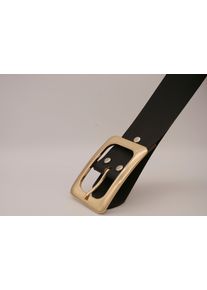 AnnaMatoni Damen Ledergürtel, schwarz, casual, Gr. 100, unifarben, Rindsleder, Gürtel, mit goldener Schließe
