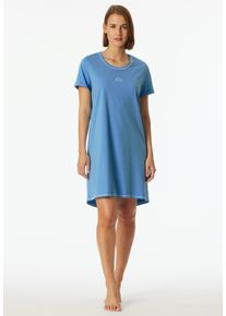 Schiesser Damen Nachthemd "Casual Essentials", Gr. 48805, blau, Single Jersey, Obermaterial: 100% Baumwolle, unifarben, casual, Kleider, mit