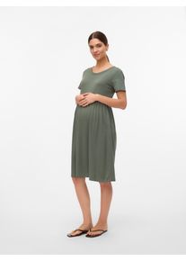 MAMALICIOUS Damen Jerseykleid "MLMIA SS JRS ABK SKATER DRESS NOOS", grün, modisch, Gr. XS, unifarben, Jersey, Obermaterial: 95% Baumwolle, 5%