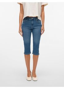 Véro Moda VERO MODA Damen Caprijeans "VMELLY MR KNICKERS DNM MIX NOOS", blau, modisch, Gr. M, unifarben, Denim/Jeans, Obermaterial: 75% Baumwolle, 18%
