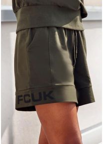 FCUK Sweatshorts beige Gr. 32/34 für Damen. Mit Logodruck, Print, Kordel, Kordelzug. Lässig Geschnitten. Nachhaltig.