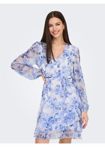 Only Damen Minikleid "ONLMIRIAM LIFE L/S LAYERED DRESS PTM"bel air blau aop:porcelain flowers, modisch, Gr. M, bedruckt, Obermaterial: 100%