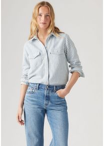 Levi's LEVI'S Damen Jeansbluse "ICONIC WESTERN", blau, casual, Gr. S, gestreift, Web, Obermaterial: 100% Baumwolle, Blusen, mit Streifenmuster