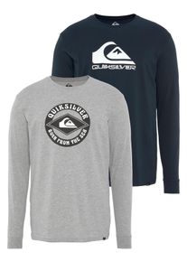 Quiksilver Herren Langarmshirt "Herren Doppelpack mit Logodruck", blau, Gr. XS, Obermaterial: 100% Baumwolle, Shirts