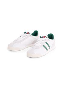 Tommy Jeans Damen Sneaker "TJW LOW PROFILE RUNNER", Gr. 40weiß, grün, rose, Textil, sportlich, Schuhe, Freizeitmode, Halbschuh, Schnürschuh mit