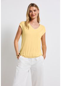 Street One Damen T-Shirtbuttercream gelb, casual, Gr. 44, unifarben, Stoff, 95% Viskose, 5% Elasthan, Shirts, bestehend aus einem Materialmix
