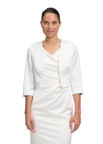 Vera Mont Damen Bolerojacke "Vera Mont Bolero-Jacke mit Kellerfalten", weiß, elegant, Gr. 46, Satin, Obermaterial: 96% Polyester, 4% Elasthan., Jacken