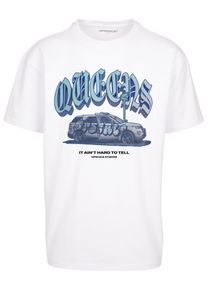 Herren T-Shirt "Upscale by Mister Tee Unisex Queens Oversize Tee", weiß, casual, Gr. XL, UPSCALE BY MISTER TEE, unifarben, 100% Baumwolle, Shirts