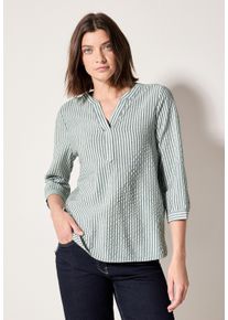 Cecil Damen Klassische Bluseslate khaki, casual, Gr. L, gestreift, Web, Obermaterial: 51% Viskose, 32% Baumwolle, 17% Polyamid, Blusen, mit Streifen
