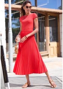 Lascana Damen Midikleid, rot, modisch, Gr. 34, unifarben, Obermaterial: 100% Polyester. Obermaterial 2: 100% Polyester, Kleider, mit Plisseerockteil,