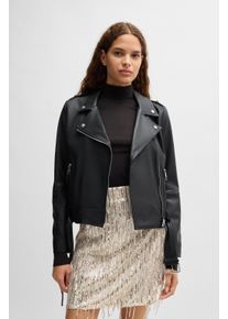 BOSS Orange Damen Lederjacke "Sameli Premium Damenmode", schwarz, casual, Gr. 40, unifarben, Obermaterial: 100% Lammleder, Jacken, mit Ziergürtel