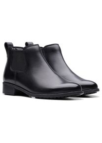 Clarks Damen Chelseaboots "Havisham Top", Gr. 40, schwarz, Leder, unifarben, klassisch, Schuhe, Stiefelette mit Wechselfußbett