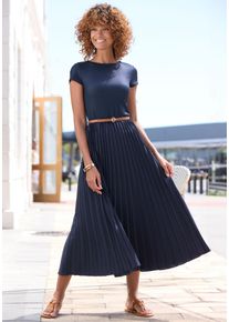 Lascana Damen Midikleid, blau, modisch, Gr. 38, unifarben, Obermaterial: 100% Polyester. Obermaterial 2: 100% Polyester, Kleider, mit