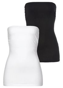 Laura Scott Damen Bandeautop, schwarz-weiß, Basic, Gr. 32, unifarben, Jersey, Obermaterial: 95% Baumwolle, 5% Elasthan, Tops, trägerlos und