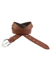 Laura Scott Damen Ledergürtel, braun, modisch, Gr. 105, unifarben mit Farbeinsatz, Rindsleder, Gürtel, für Damen mit mattsilber Schnalle - NEW - bis