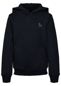 MisterTee Mädchen Kapuzensweatshirt "MisterTee Herren Kids Easy Sign Hoody", schwarz, Gr. 146, bedruckt, 65% Baumwolle, 35% Polyester, Sweatshirts