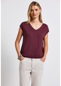 Street One Damen T-Shirt, rot, casual, Gr. 40, unifarben, Stoff, 95% Viskose, 5% Elasthan, Shirts, bestehend aus einem Materialmix