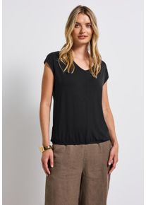 Street One Damen T-Shirt, schwarz, casual, Gr. 38, unifarben, Stoff, 95% Viskose, 5% Elasthan, Shirts, bestehend aus einem Materialmix