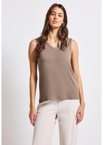 Street One Damen T-Shirtschwarz tumbled beige, casual, Gr. 46, unifarben, Stoff, 95% Viskose, 5% Elasthan, Shirts, aus elastischem Materialmix