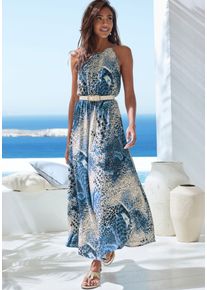 Lascana Damen Maxikleid, blau, modisch, Gr. 36, bedruckt, Web, Obermaterial: 100% Viskose, Kleider, mit Alloverprint, leichtes Sommerkleid,