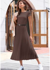 Lascana Damen Midikleid, braun, modisch, Gr. 34, unifarben, Obermaterial: 100% Polyester. Obermaterial 2: 100% Polyester, Kleider, mit
