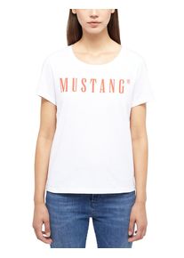 Mustang Damen Kurzarmshirt "Damen Style Alma", weiß, casual, Gr. L, Jersey, 100% Baumwolle, Shirts