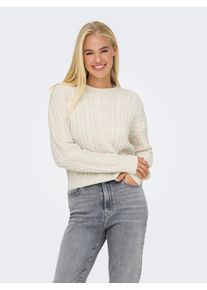 Only Damen Strickpullover "ONLSOFIE LS CABEL PULLOVER EX KNT", beige, modisch, Gr. S, meliert, Strick, Obermaterial: 100% Polyacryl, Pullover