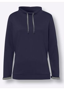 sheego Gro&szlig;e Gr&ouml;&szlig;en Sweatshirt mit gestreiftem Bindeband, marine, Gr&ouml;&szlig;e 48 - Damen