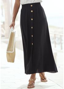 Vivance Maxirock schwarz Gr. 40 für Damen. Mit Zierknöpfe. Figurumspielend. Nachhaltig.