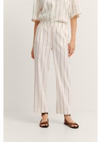 Bugatti Damen Stoffhose60, taupe, casual, Gr. 48, gestreift, 56% Leinen, 28% Polyester, 14% Viskose, 2% Elasthan, Hosen, mit Bundfalte