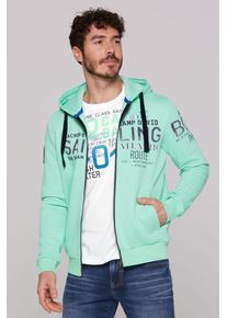 CAMP DAVID Herren Kapuzensweatjacke, grün, casual, Gr. L, bedruckt, Material: 65% Baumwolle, 35% Polyester, Sweatjacken, mit weicher Innenseite