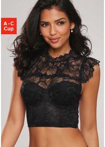 Lascana Damen Schalen-BH, Gr. 85, schwarz, Obermaterial: 60% Polyamid, 35% Polyester, 5% Elasthan, BHs, mit Bügel aus edler, dezent transparenter
