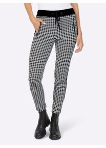 Heine Damen Jerseyhose, schwarz-weiß, Gr. 36, gemustert, Hahnentrittmuster, mehrfarbig, 67% Polyester, 31% Viskose, 2% Elasthan, Hosen